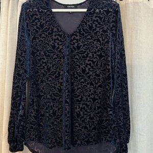 Karen Kane Midnight Blue Patterned Blouse